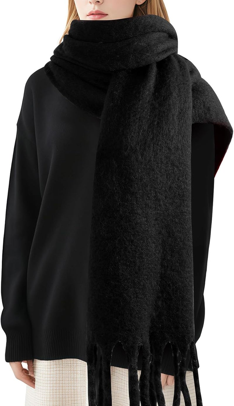 Premillow Women's Mohair Winter Scarf Pure Color, Warm Winter Scarf for Women and Men, Soft Luxurious Cashmere Feel Scarfs - Image 1